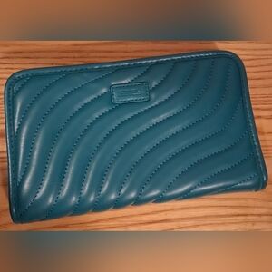 NWOT EFFY Blue/Green Soft Vegan Quilted Travel Jewelry Organizer Case Bag